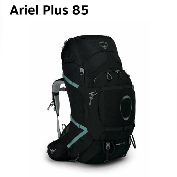 Women’s XS/S Osprey Ariel Plus 85 Black Backpacking Backpack Great Condition - Picture 1 of 16